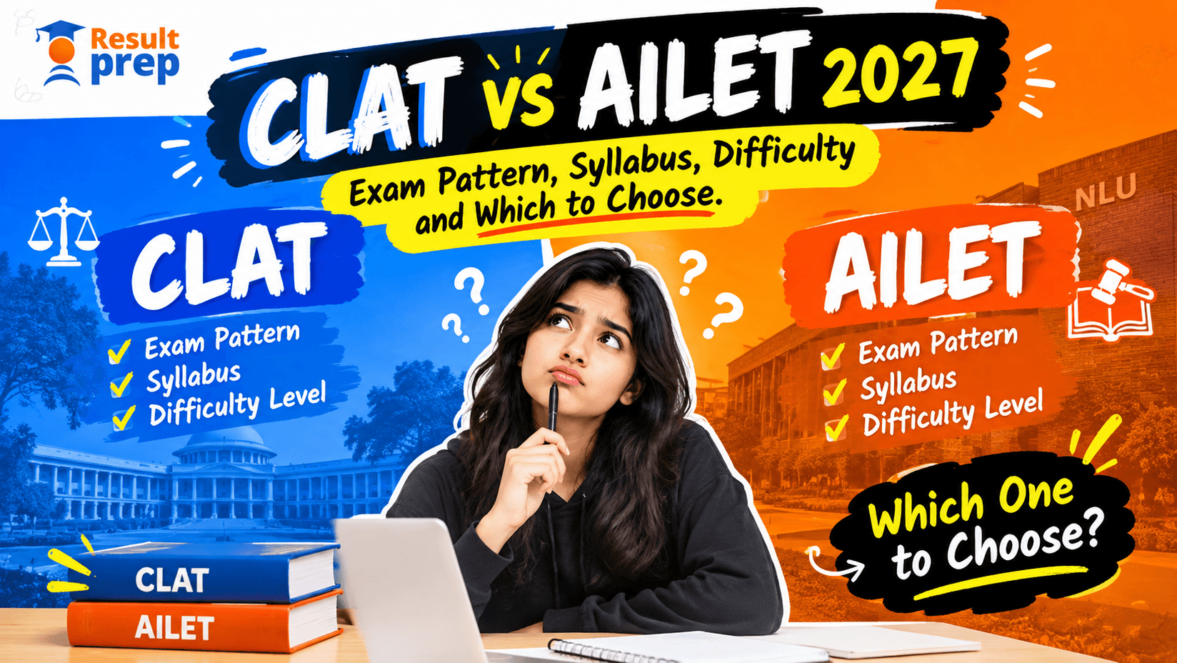 CLAT vs AILET 2027: Exam Pattern, Syllabus, Difficulty and Which to Choose